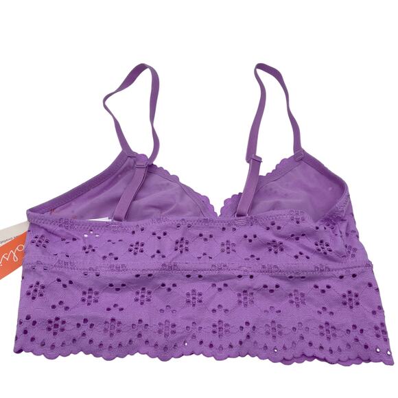 Colsie Women's Eyelet Bralette Unpadded Adjustable Straps Purple Size XS - Picture 3 of 5